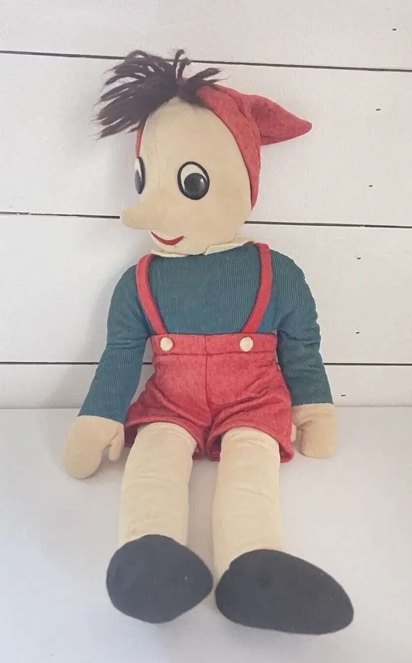 Vtg Pinocchio Plush Doll Stuffed Toy Fabric Felt Corduroy Yarn Hair Cuddle Toys